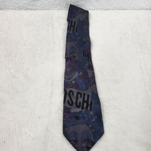 MOSCHINO CRAVATE mens gray multi silk tie - Picture 1 of 3